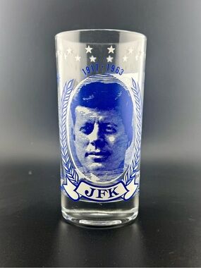 JFK Commemorative Glass with Blue Design
